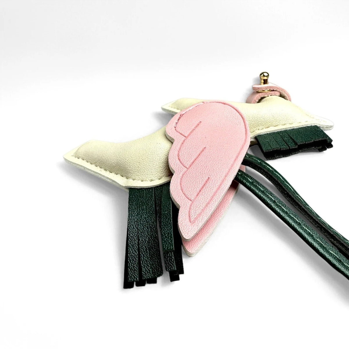 Elegant Winged Pony Keychain with Detachable Mouth Strap | Hand-Stitched Premium PU Leather Bag Charm with Plush Filling, Gift Good Vibrations