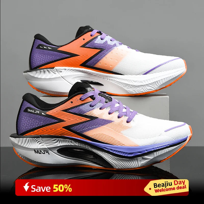 Carbon Plate Air Cushion Men Sports Running Shoes Marathon Breathable Lightweight Women's Comfortable Athletic Nonskid Sneakers Good Vibrations