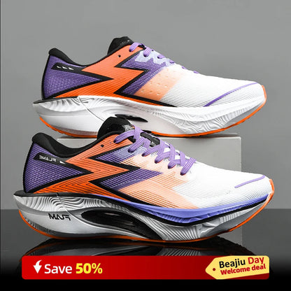 Carbon Plate Air Cushion Men Sports Running Shoes Marathon Breathable Lightweight Women's Comfortable Athletic Nonskid Sneakers Good Vibrations