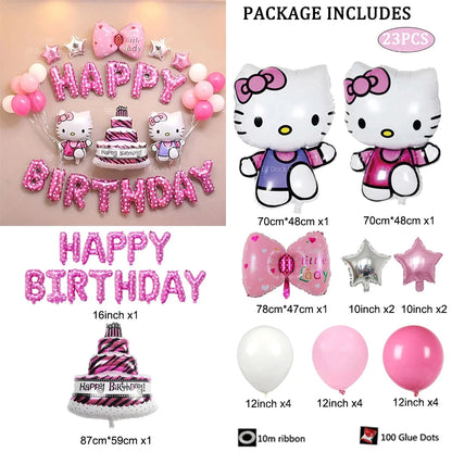Sanrio Party Balloon Decoration Cute Hello Kitty Birthday Kids Theme Scene Layout Hello Kitty Room Decor Kawaii Gift for Girl Good Vibrations