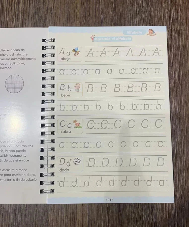 4 Books Montessori SANK English Magic Copybook Reusable Writing Practice 3D Calligraphy Book Wipe-free Education Books Good Vibrations