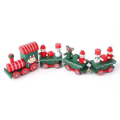 Christmas Train Painted Wooden Plastic  Mini Christmas Tree Train Christmas Decorations Festival Party Xmas Table Top Ornament Good Vibrations