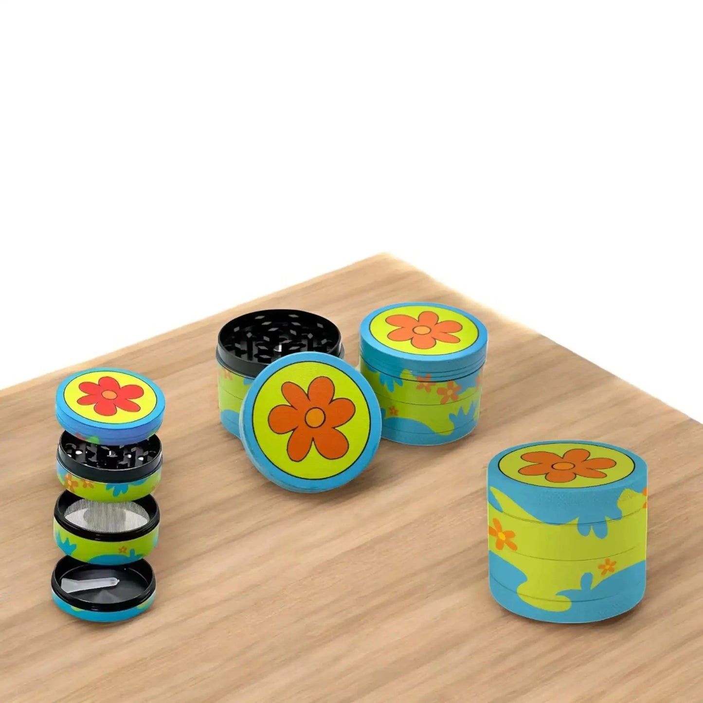 1/2 Pack Daisy Flower Rolling Tray and Herb Grinder Good Vibrations