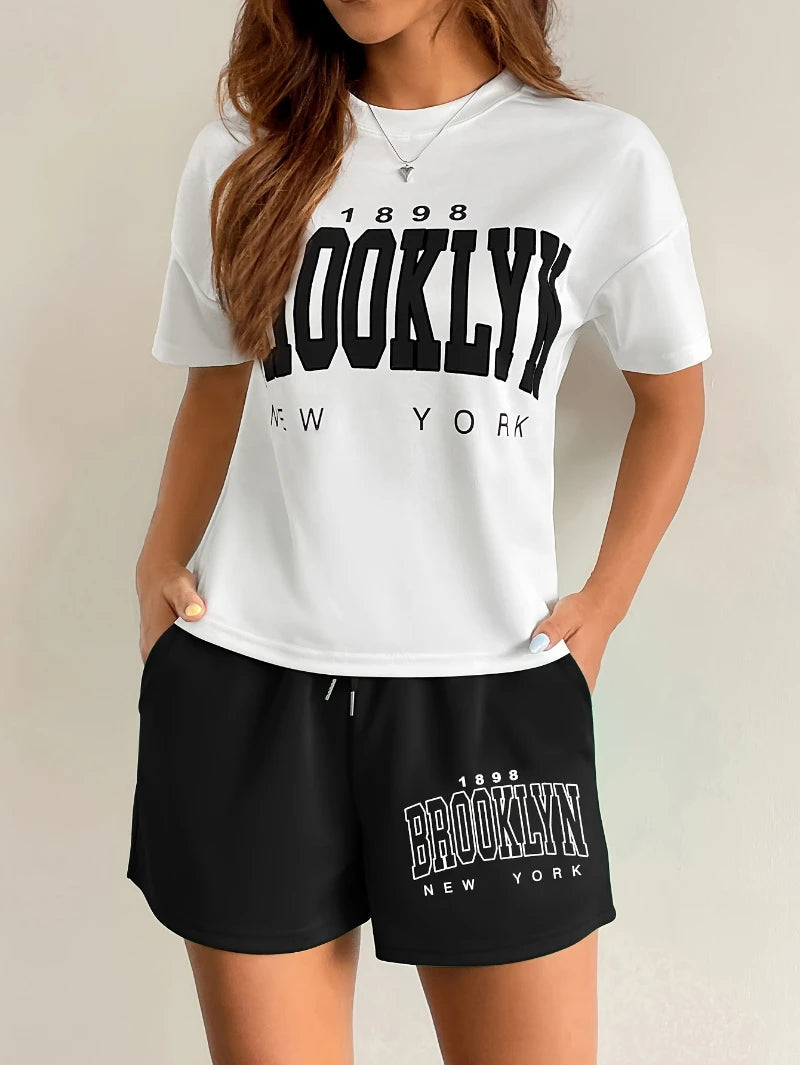 Women's Casual Two-Piece Set • Women's Summer Short-Sleeve T-Shirt and Shorts Set • Stylish Shorts Good Vibrations