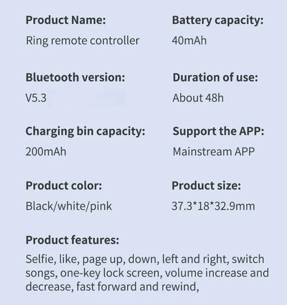 Multi-function Automatic Remote Control Portable Selfie Browse Video Read E-books Fingertip Controller for Mobile Phone Good Vibrations