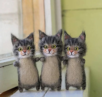 Cute and Interesting handmade toys DIY wool felt cat kits unfinished plush doll poking music toy gift Non-finished product Good Vibrations