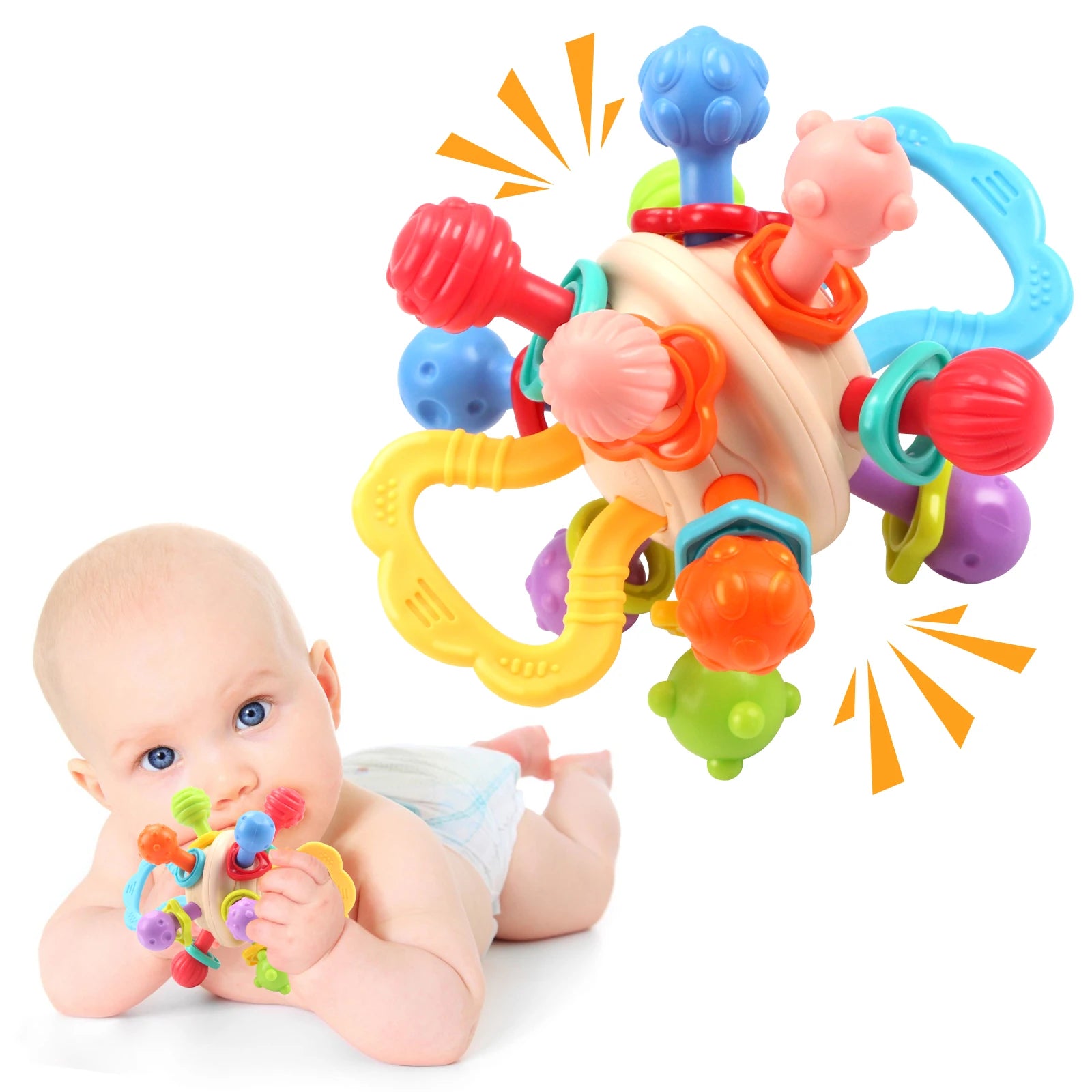 Baby Toy Manhattan Round Ball Soft Silicone Hand Grab Ball Rattle Infantil Chewable Teethers Toys For Infant 0-12months Good Vibrations