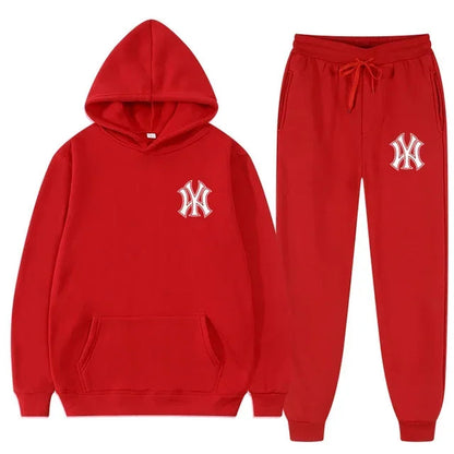 Men's running and fitness fashion casual sportswear set for autumn and winter, hooded sweatshirt + jogging pants two-piece set Good Vibrations