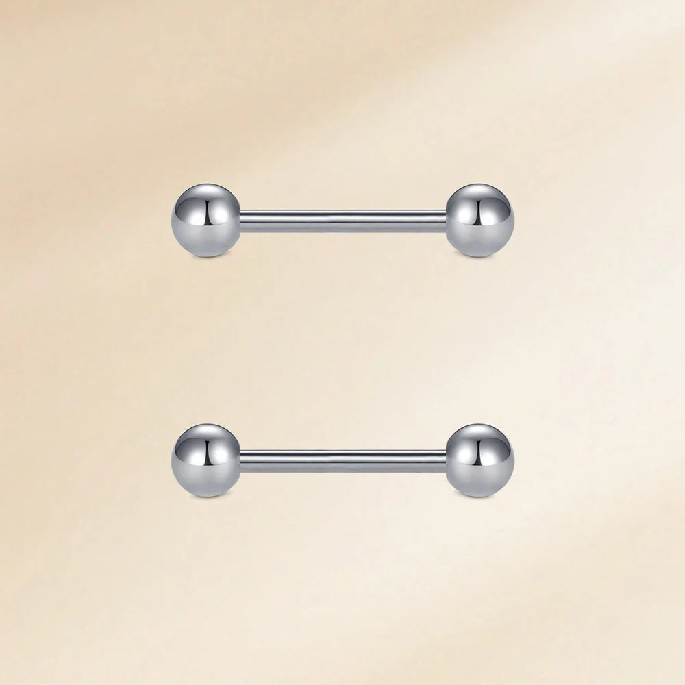 1pair 14G Stainless Steel Straight Barbell - Tongue & Nipple Rings For Women & Men - Length 12-18mm - Piercing Jewelry Good Vibrations