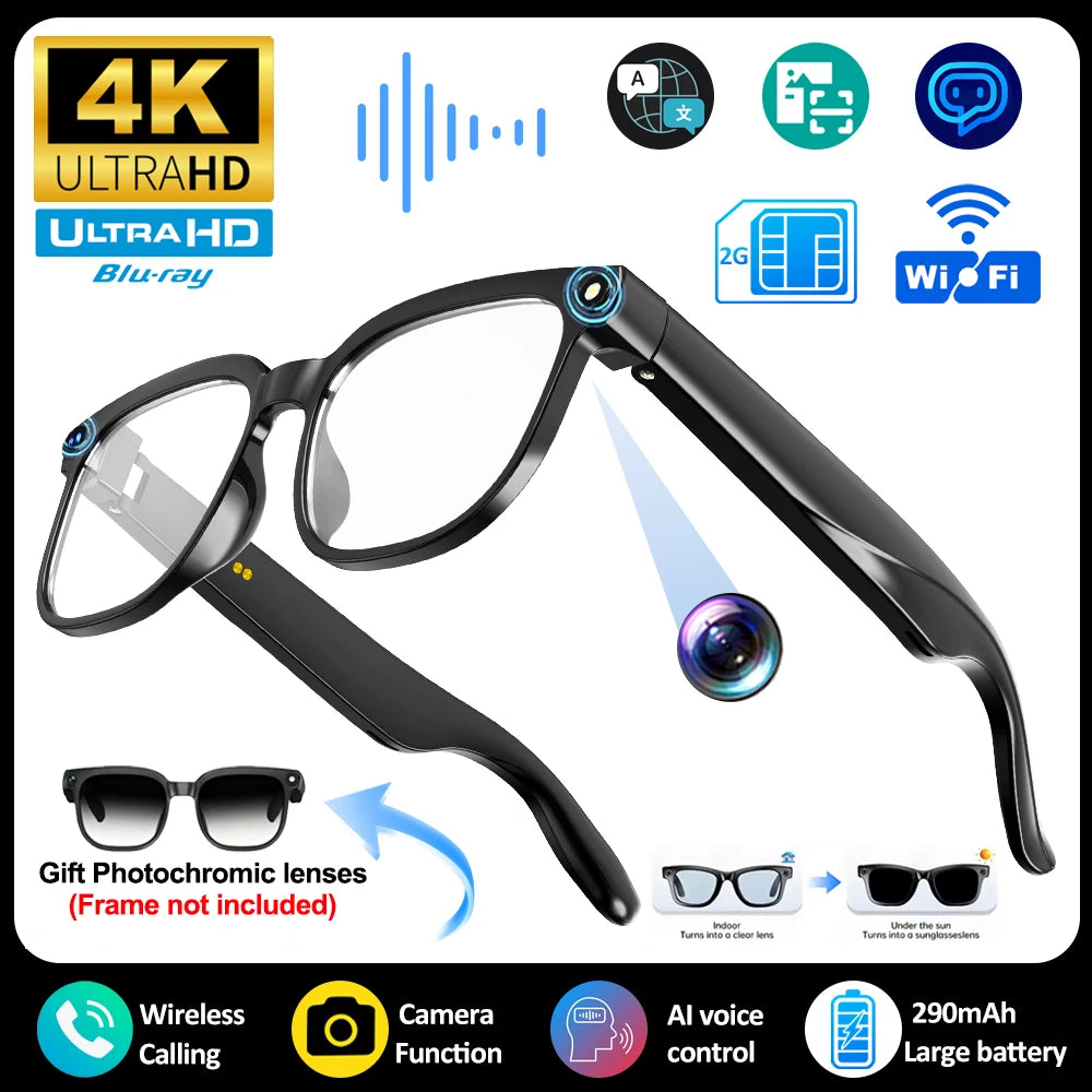 Men AI Smart Glasses 2026 New Color-Changing Translation Glasses 800W Camera Waterproof Call Photo Video Recording Sunglasses Good Vibrations