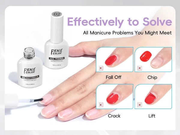 Peacecolor 10ML Nail Dehydrator & Primer and Nail Tools, Fast Dry Non Acid Primer for Gel Polish, Ideal Gift Choice Good Vibrations