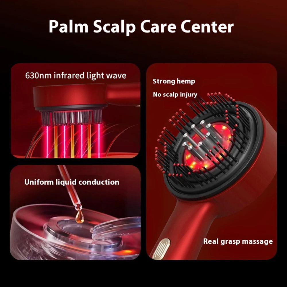 Electric Hair Regrowth Brush with Infrared Light Machine Acupoint Scalp Massage Anti-Hair Loss Exercise Hair Scrubber Combs Good Vibrations