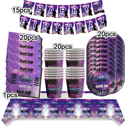 Video Game Fortnitions Birthday Party Decoration Cartoon Alpaca Llama Plate Tablecloth Baby Shower Kids Favors Party Supplies Good Vibrations
