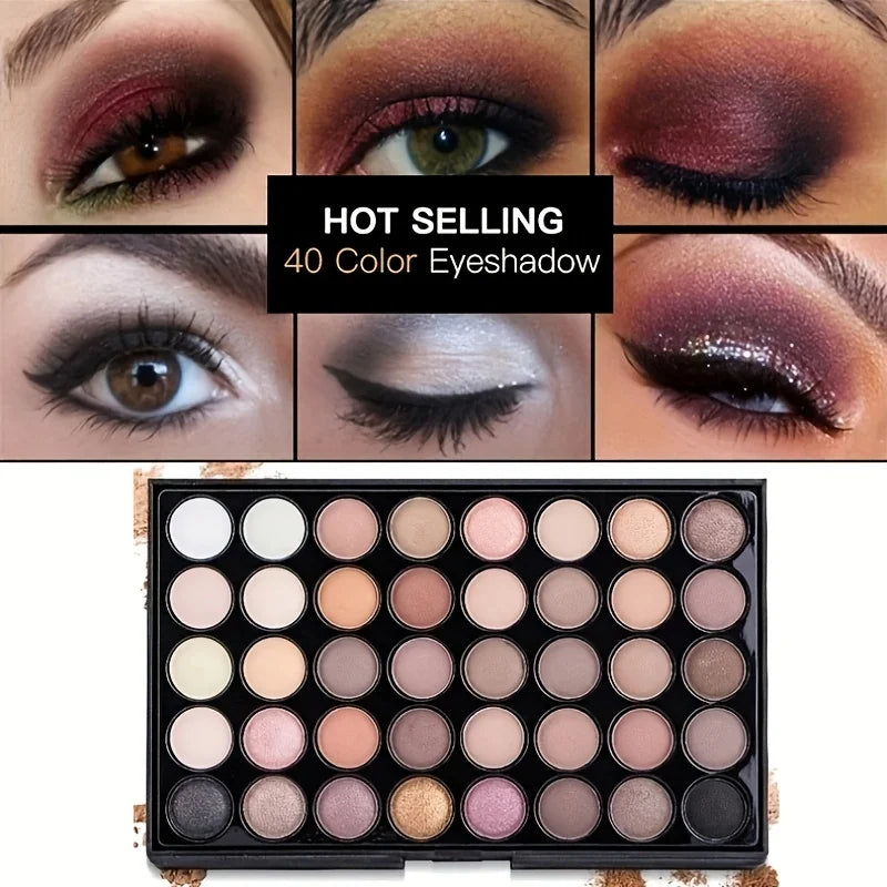 40 Color Eye shadow Palette Make-up for Women with Brushes Nude Eyeshadow Palette Glitter Matte Pigmented Powder Eye Cosmetics Good Vibrations