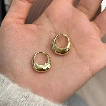 Stainless Steel Smooth Metal Chunky Hoop Earrings for Women Fashion Round Circle Hoops Statement Earrings Trendy Jewelry Good Vibrations