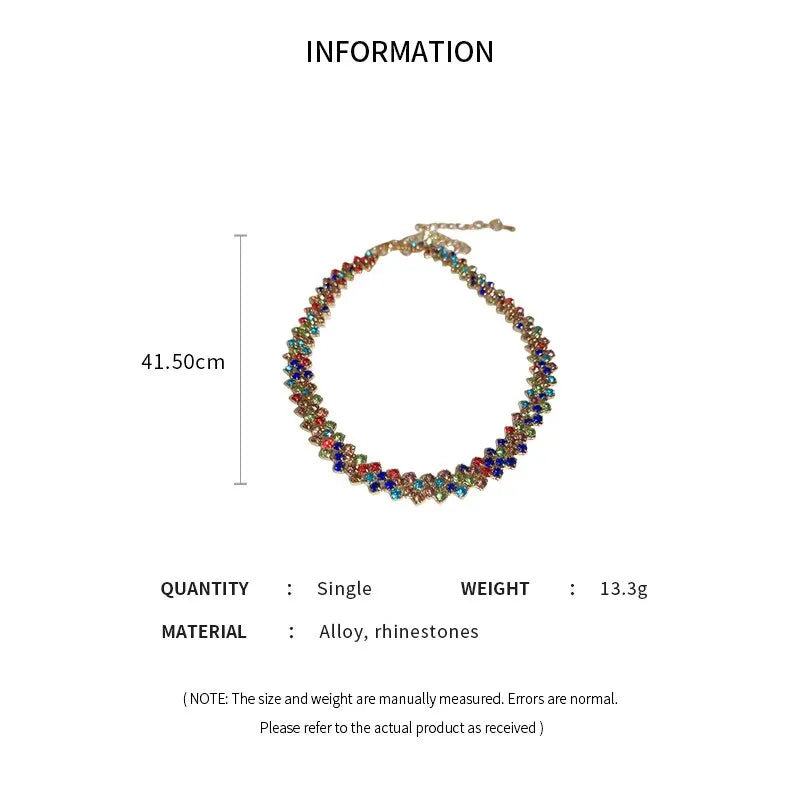 Luxury Shiny Full Rhinestone Choker Necklace for Women Personalized Geometric Crystal Necklaces Wedding Jewelry Party Gifts Good Vibrations Adult Super Store