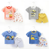 Summer Kids Boys Clothes Set Cartoon 2Pcs Children T Shirt Tops Shorts Kids Loungewear Suit Sports Baby Outfit Set Good Vibrations