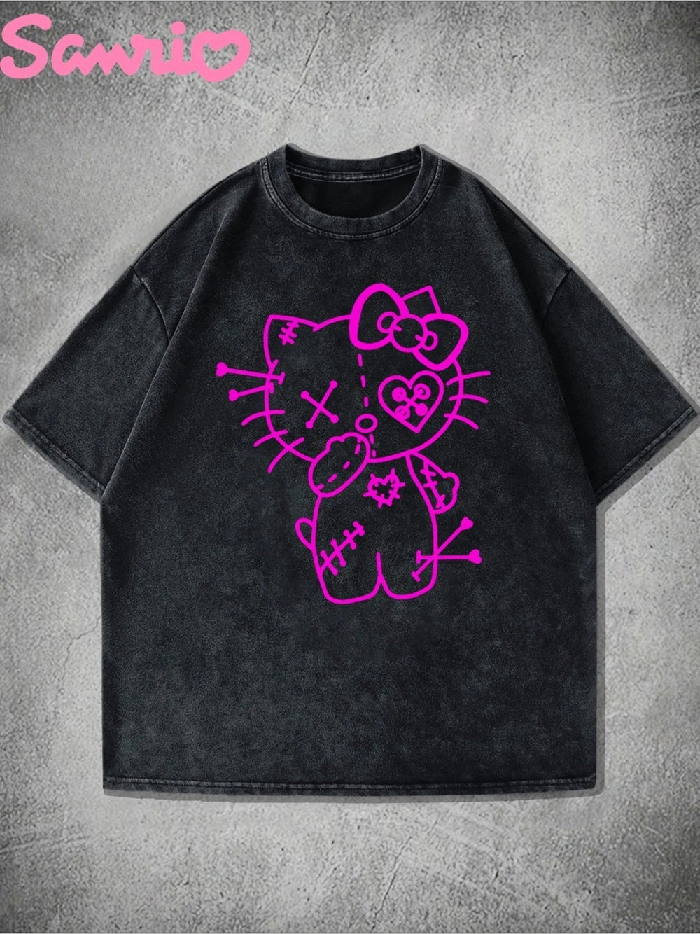 SANRIO Women's Vintage Washed Short Sleeve T-Shirt - Soft Crew Neck Top Cute Cartoon Design Comfortable Durable Women's T-Shirt Good Vibrations