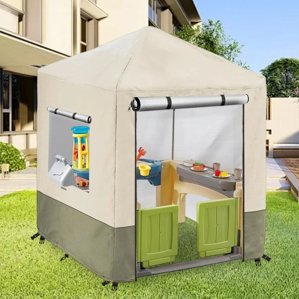 Outdoor Kids Playhouse Cover,Waterproof Cover Suitable Garden Waterproof And Sun-proof Children's Toy House Protective Cover Good Vibrations
