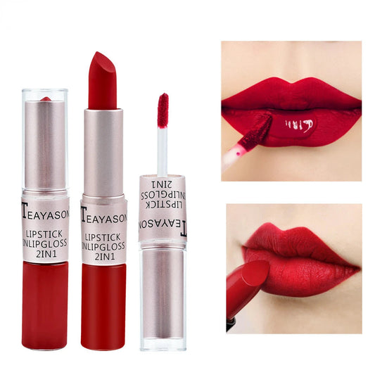 Long Lasting Velvet Matte Lipstick Double Head Lip Gloss Non-stick Cup Lip Gloss Tint Plumper Waterproof Lipstick Makeup Good Vibrations