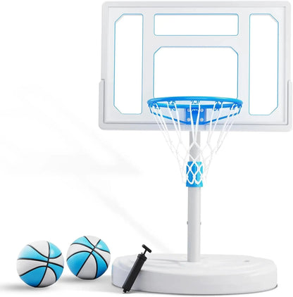 Pool Basketball Hoop Poolside, Stainless Steel Rust-Proof 32" Basketball Hoop Outdoor, Height Adjustable Swimming Good Vibrations