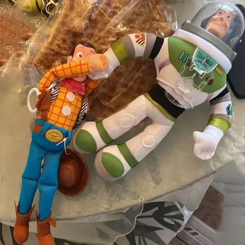 Toy Story Buzz Lightyear Rescue Woody Plush Dolls Auto Car Exterior Decoration Funny Dolls Outside Hang Toy Car Roof Ornament Good Vibrations