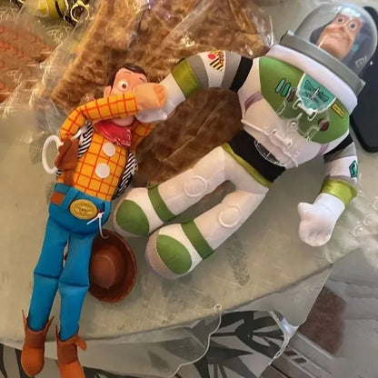 Toy Story Buzz Lightyear Rescue Woody Plush Dolls Auto Car Exterior Decoration Funny Dolls Outside Hang Toy Car Roof Ornament Good Vibrations