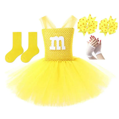 Halloween M Costume For Girl Lace TUTU Dress Festive Kid Up Sling Tunic+Bow Headband+Gloves 3PC Set Child Frock Good Vibrations