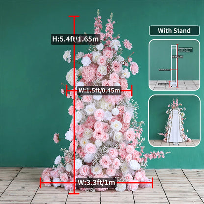 Flores Arificiales Decoration Wedding KT Board Artificial Floral Arrangement Pink White 3pcs/set Flowers Row Decor Props H5.4ft Good Vibrations