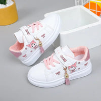 2025 Children's Little White Shoes Girls' Student Flat Bottom Casual Sports Shoes Low Top Spring Korean Plate Shoes Good Vibrations
