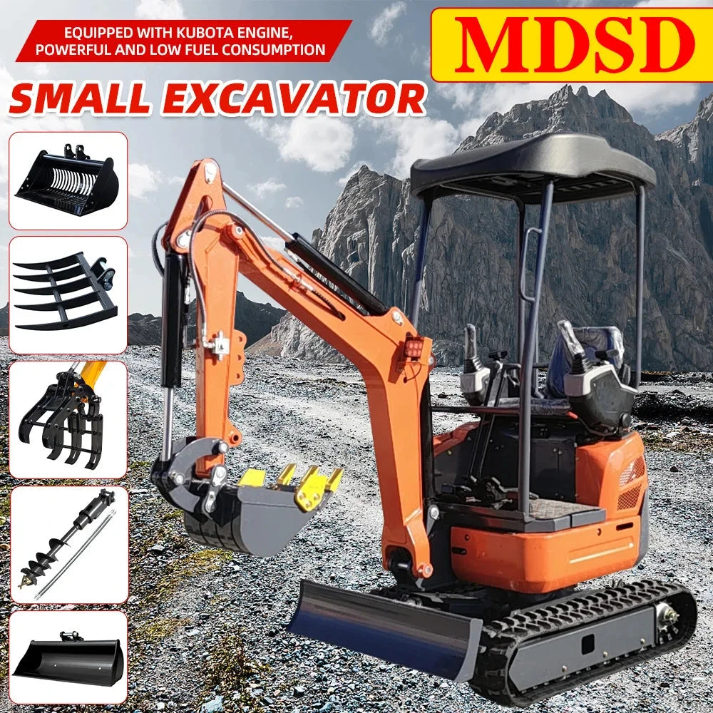 New Mini Excavator For Kubota  Agriculture Crawler 1.2 Tons Excavator Kubota Engine Electric Diesel Mini Excavator For Sale Good Vibrations