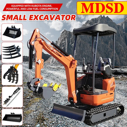 New Mini Excavator For Kubota  Agriculture Crawler 1.2 Tons Excavator Kubota Engine Electric Diesel Mini Excavator For Sale Good Vibrations