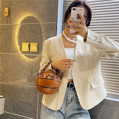 2025 Crossbody Bag New Network Red Personality Fun Pink Ins Versatile Chain Football Basketball Shoulder Bag Small Round Bag Good Vibrations