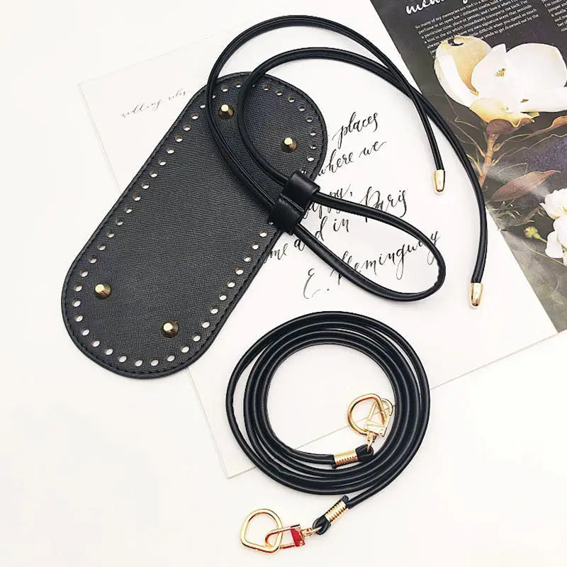 3Pcs DIY Purse Making Kit with Chain PU Leather Bucket Bag Base & Shoulder Strap Crochet Handbag Accessories ﻿ Good Vibrations