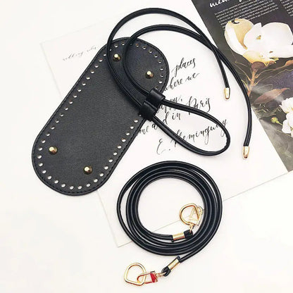 3Pcs DIY Purse Making Kit with Chain PU Leather Bucket Bag Base & Shoulder Strap Crochet Handbag Accessories ﻿ Good Vibrations