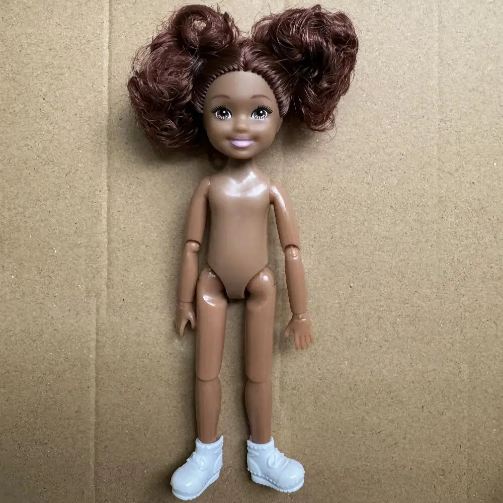 14cm Little Kelly Joints Movable 5-inch Boys Girls Dark Ordinary Skin Naked Body Reborn Bjd 1/12 Toys White Blonde Black Hair Good Vibrations