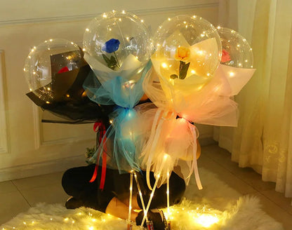 Creative Balloon Rose Flower Bouquet Wedding Decoration Bobo Ball LED Glowing Column Decoration Scene Birthday Party Room Layout Good Vibrations