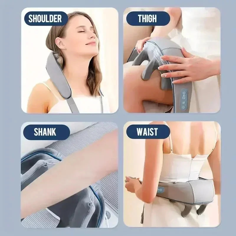 3D Kneading Neck Massager with Heat - Multi-Function Therapy for Shoulder, Back & Cervical Muscle Relaxation Good Vibrations