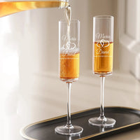 Set of 2 Personalized Mr and Mrs Wedding Flutes Champagne Toasting Glasses Couple Gift Groom Bride Toasting Glasses Good Vibrations