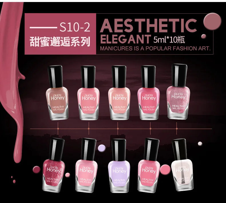 10 PCS Air Dry Nail Polish Peelable Water Based Non Toxic Odorless Quick Dry Toenail Finger Gel No Lamp Baking Nail Art Manicure Good Vibrations