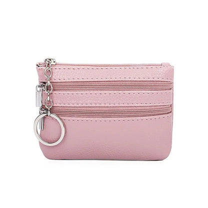 PU Leather Portable Money Coin Purse with Key Ring Waterproof Pocket Purse Zipper Wear-resistant Credit Card Holoder Man Women Good Vibrations