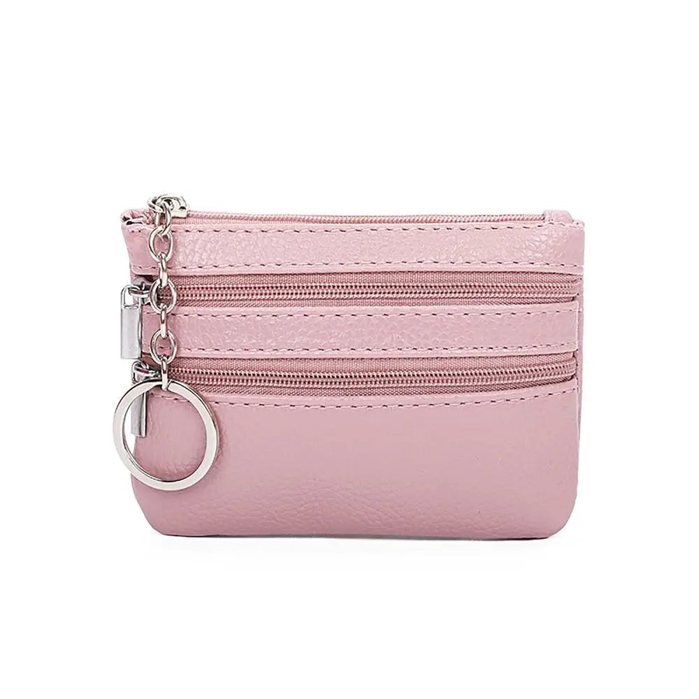 PU Leather Portable Money Coin Purse with Key Ring Waterproof Pocket Purse Zipper Wear-resistant Credit Card Holoder Man Women Good Vibrations