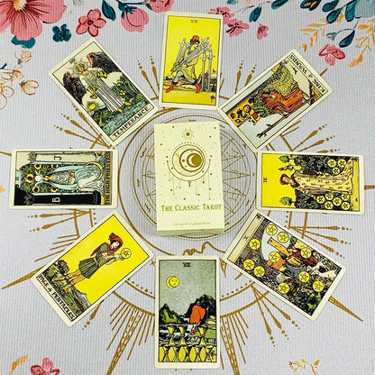The Classic Tarot Cards Deck A 78Pcs With Paper instruction manual For Easy Beginners, Fate Fortune Divination Party Board Game Good Vibrations