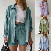Women Summer Outfit Muslin Blouse Coat 2 Piece Clothing Women's Elegant Beach Holiday Women Set Female Coat Loose Suit Good Vibrations