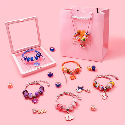Charm Bracelet Making Kit for Girls Kids Jewelry Making Kit DIY Charm Bracelet Necklace Kit for Crafts Birthday Easter Gifts Good Vibrations
