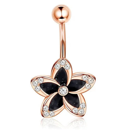 Bobisty Navel Rings Surgical Stainless Steel Belly Button Rings for Women Girls Body Piercing with Gold Plated Brass Flower Good Vibrations Adult Super Store