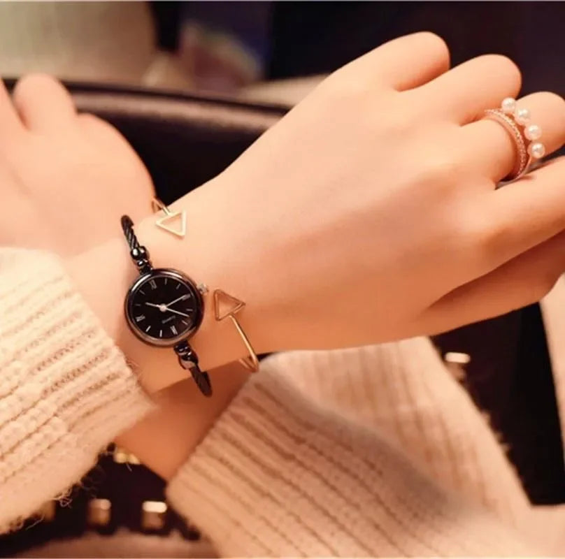 Fashion Bracelet Watches for Women Luxury Stainless Steel Retro Ladies Quartz Wristwatches Women Dress Clock 여자시계 Good Vibrations
