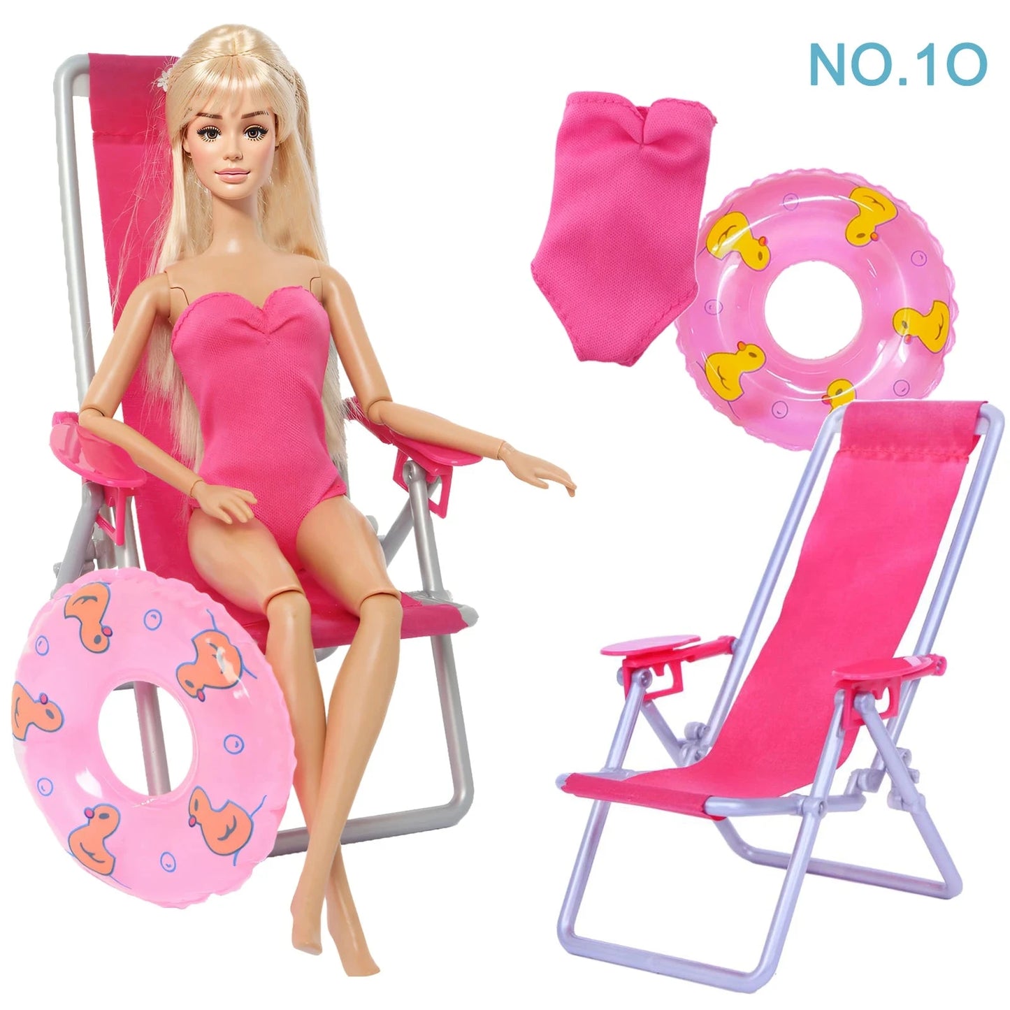 Doll Swimwear Ba Doll Bie 1/6 Summer Lifebuoy Rings Bikini Slipper Chair Beach Clothes 11.5 Inch Doll 30cm Accessories Good Vibrations