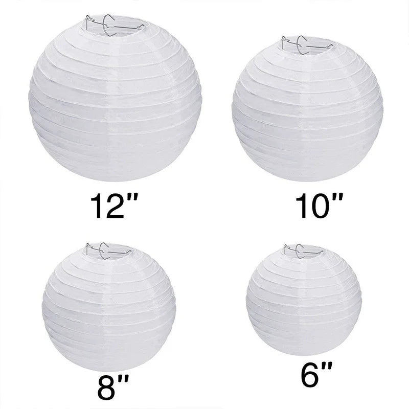 White Chinese Round Paper Lantern Christmas Halloween New Year Festive Party Supplies Wedding Baby Shower Birthday Decoration Good Vibrations