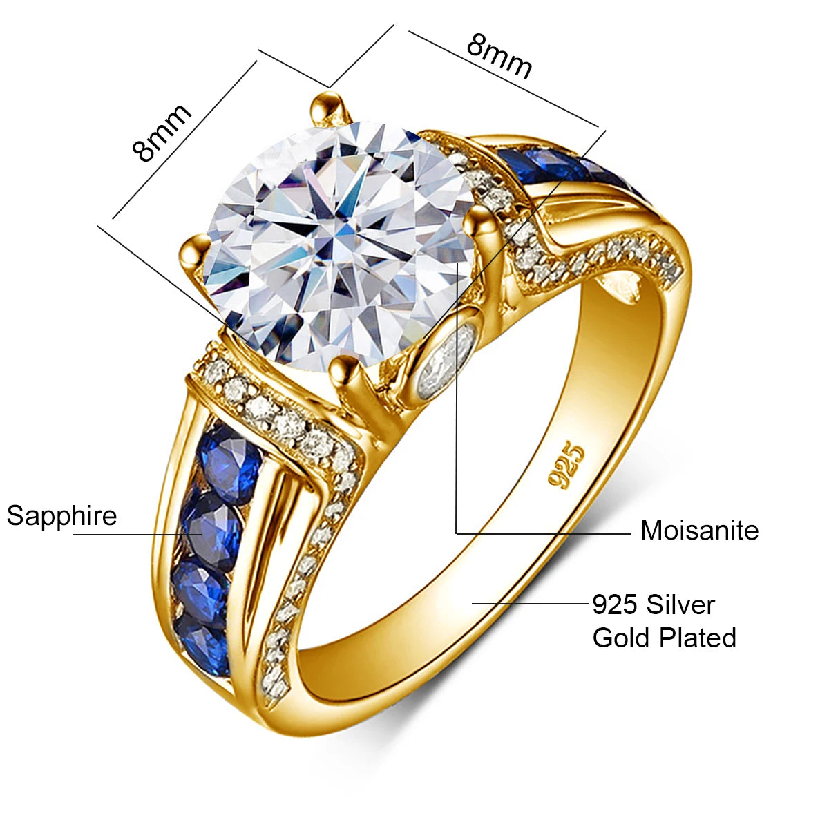 Certified D Color VVS1 2ct Moissanite Diamond Ring For Women 100% Sterling Silver Good Quality Wedding Jewelry Pass Diamond Test Good Vibrations